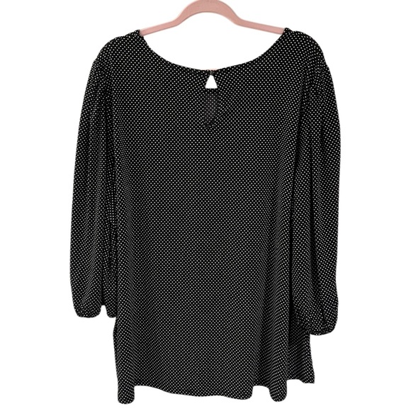 Adrianna Papell Polka Dot 3/4 Sleeve Stretch Knit Top - Picture 4 of 6